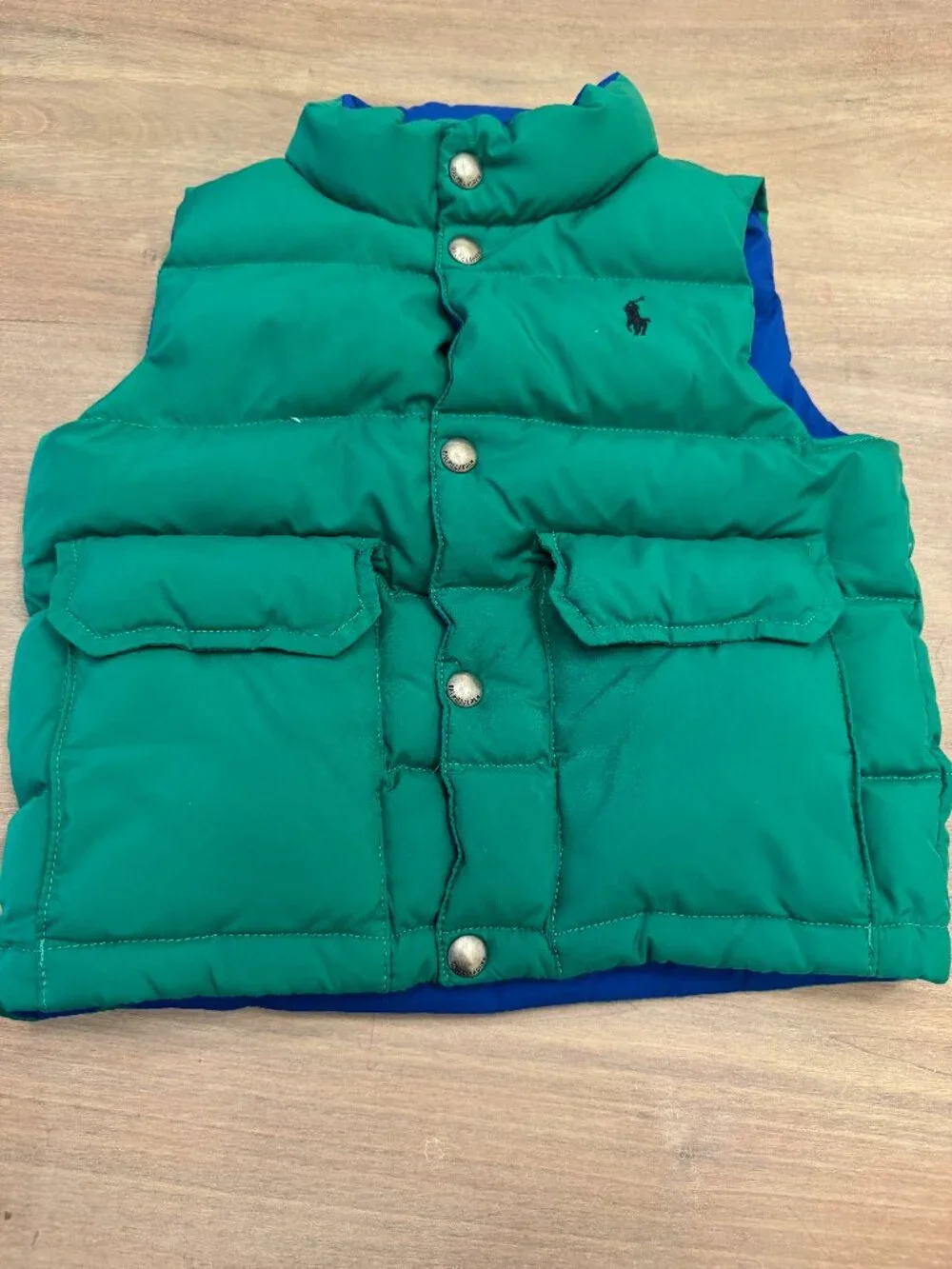 Polo Ralph Lauren Reversible Down Puffer Vest Green/Blue - Size 4/5